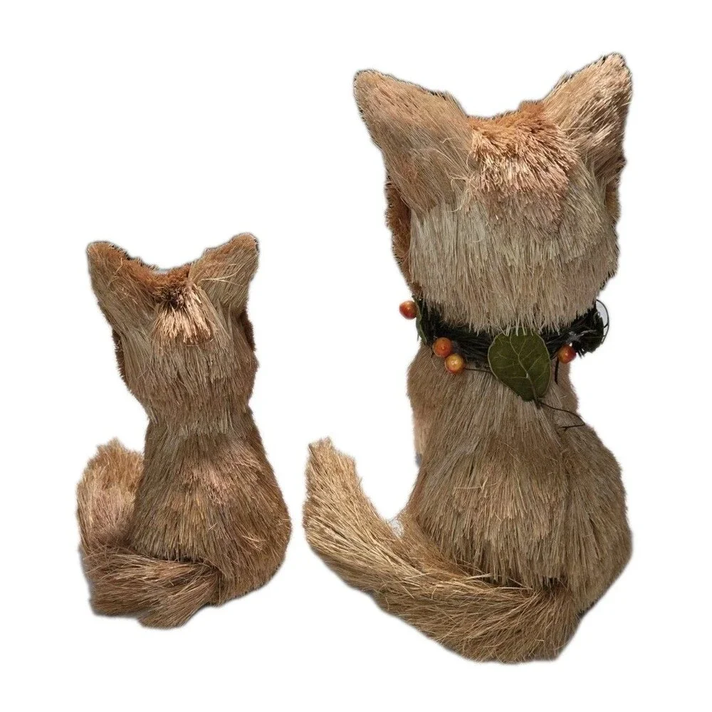 Rustic Brush Fox Farmhouse Figures Set of 2 Autumn Thanksgiving Tabletop Decor - Picture 3 of 13